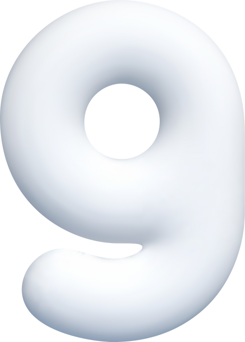 3d White number 9 for winter sale, holidays